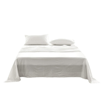 Cosy Club Washed Cotton Sheet Set Queen White