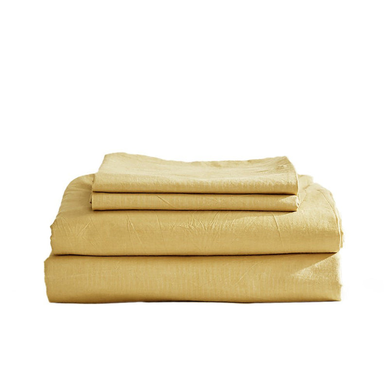 Cosy Club Washed Cotton Sheet Set Queen Yellow Payday Deals