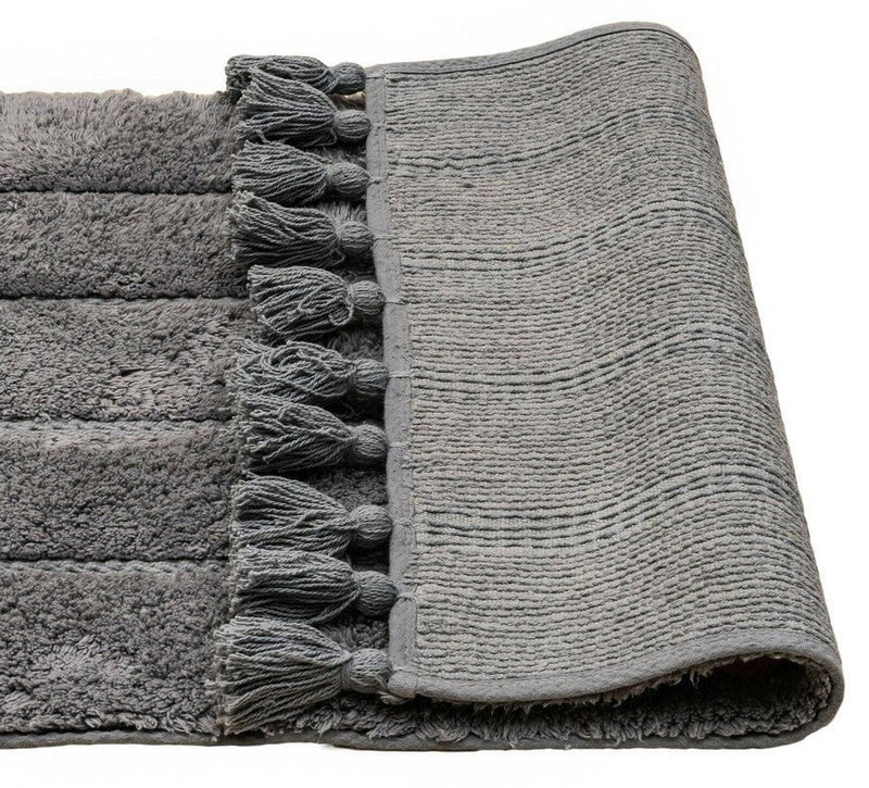 Cotton Fringe Tufted Non-Slip Bathmat Charcoal Grey Payday Deals