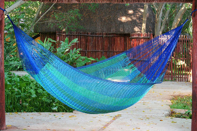 Mayan Legacy King Size Cotton Mexican Hammock in Caribe Colour