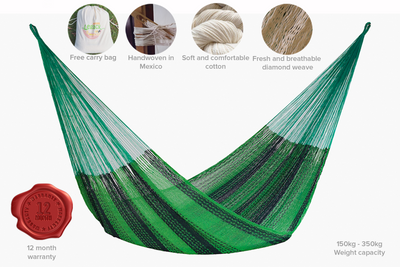 Mayan Legacy King Size Cotton Mexican Hammock in Jardin Colour - Payday Deals