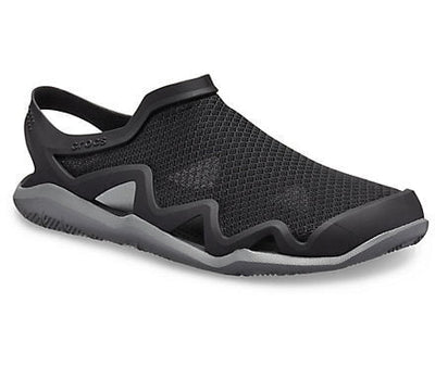 Crocs Men's Swiftwater Mesh Wave Clogs Sandals Slides River Waterproof - Black/Slate Grey Payday Deals