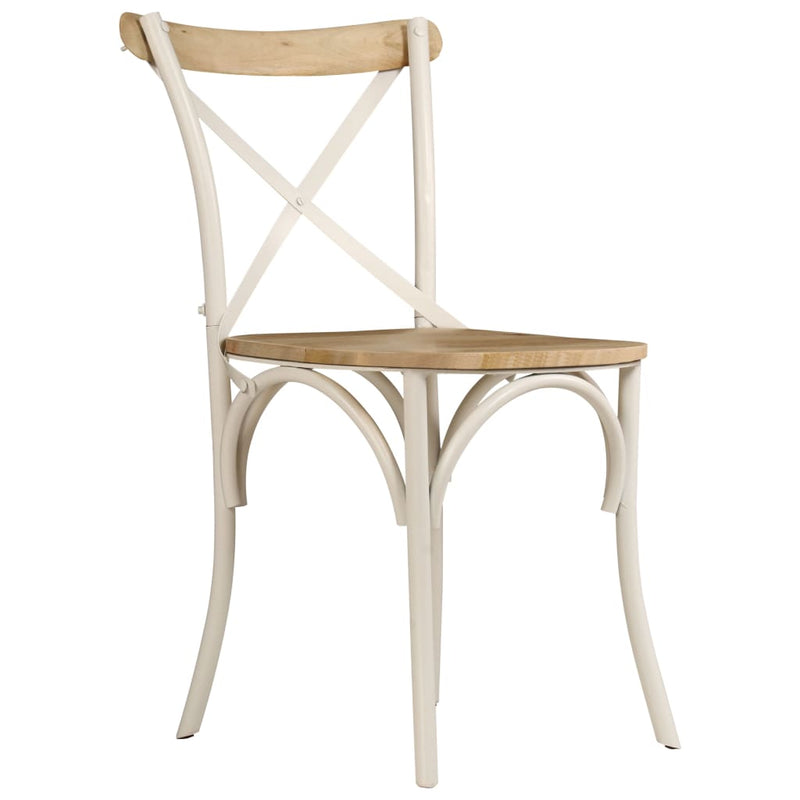 Cross Chairs 6 pcs White Solid Mango Wood Payday Deals