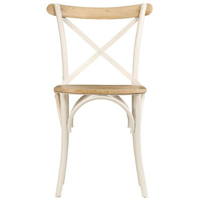 Cross Chairs 6 pcs White Solid Mango Wood Payday Deals