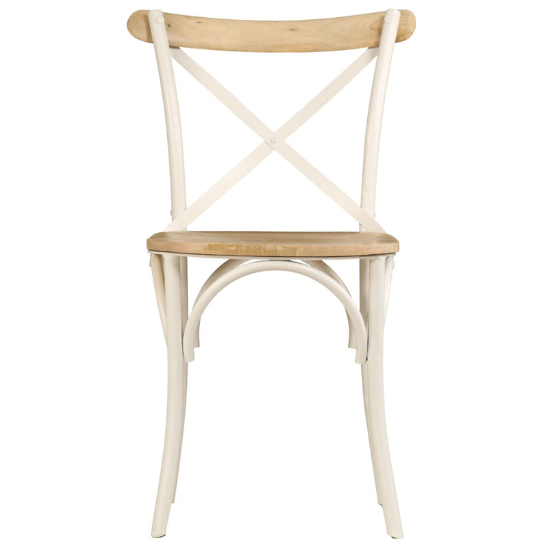 Cross Chairs 6 pcs White Solid Mango Wood Payday Deals