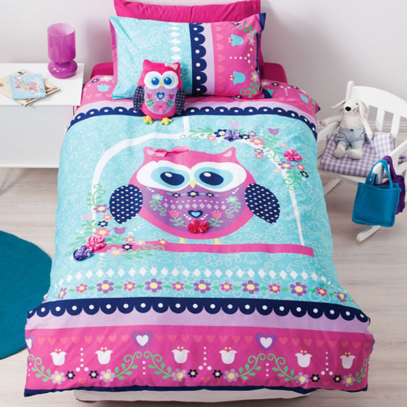 Cubby House Reversible Pretty Owl Quilt Cover Set Single Payday Deals