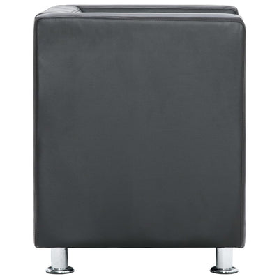 Cube Armchair Grey Faux Leather Payday Deals