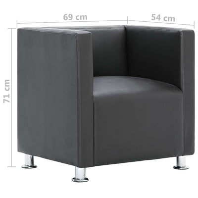 Cube Armchair Grey Faux Leather Payday Deals