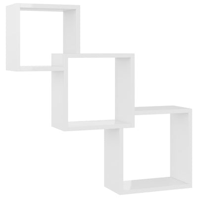 Cube Wall Shelves High Gloss White 84.5x15x27 cm Engineered Wood Payday Deals