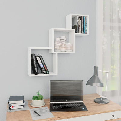 Cube Wall Shelves White 84.5x15x27 cm Engineered Wood