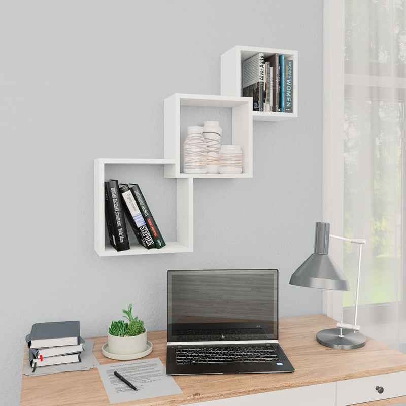 Cube Wall Shelves White 84.5x15x27 cm Engineered Wood Payday Deals