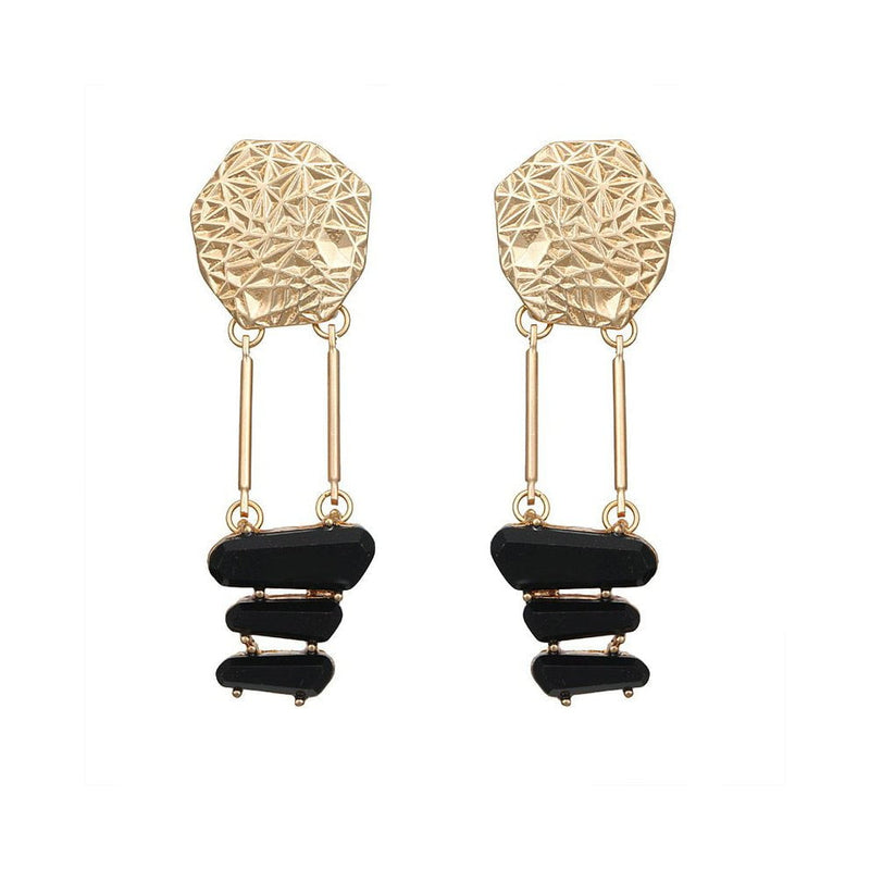 Culturesse Elyn Black and Gold Earrings Payday Deals