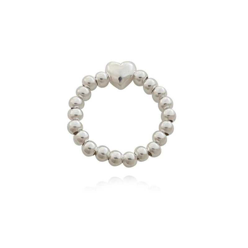 Culturesse Lya Beaded Silver Heart Ring (Stretchable) Payday Deals