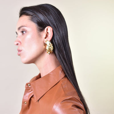 Culturesse Miucia Textured Gold Statement Earrings Payday Deals