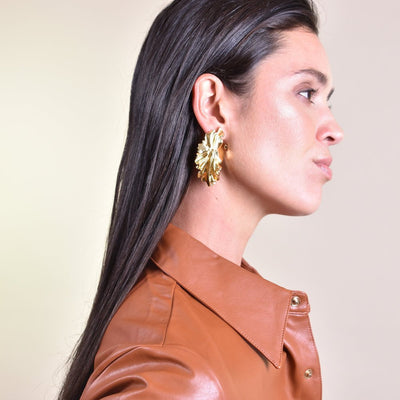 Culturesse Miucia Textured Gold Statement Earrings Payday Deals