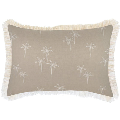Cushion Cover-Coastal Fringe Natural-Palm Cove Beige-35cm x 50cm Payday Deals