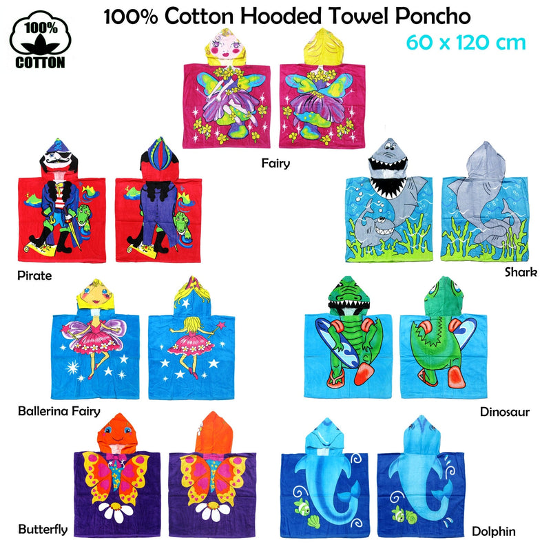 Cute Kids Cotton Hooded Towel Poncho 60 x 120 cm Butterfly Payday Deals