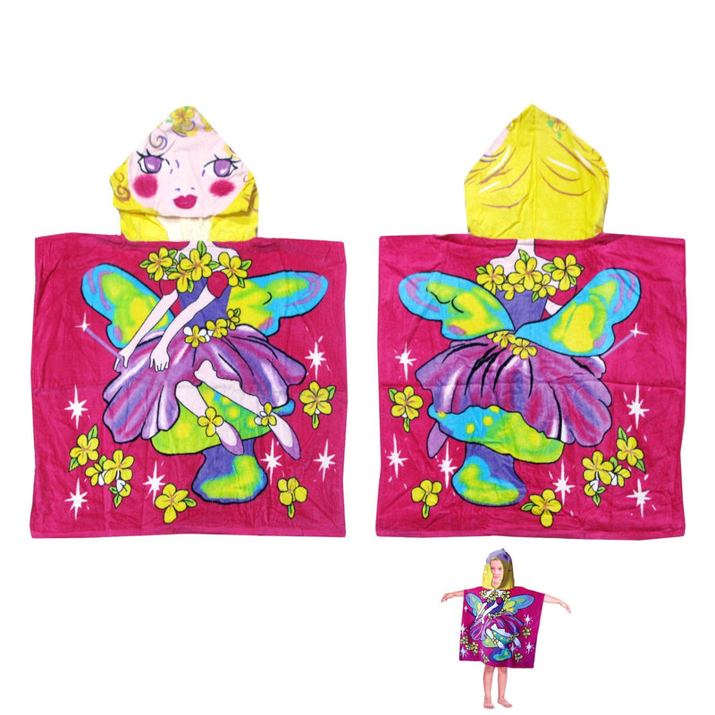 Cute Kids Cotton Hooded Towel Poncho 60 x 120 cm Fairy Payday Deals