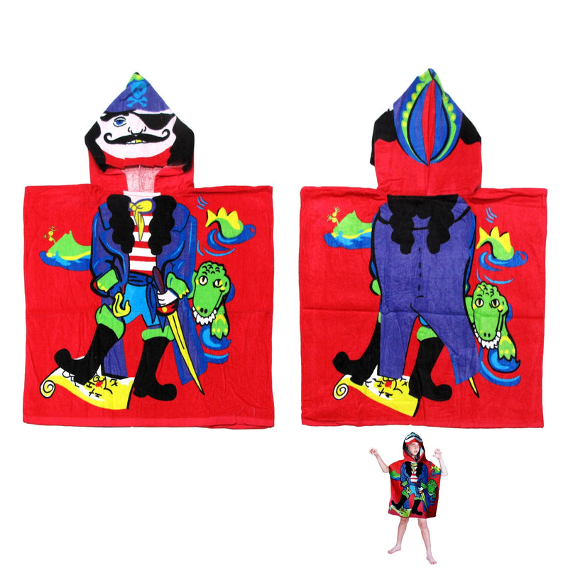 Cute Kids Cotton Hooded Towel Poncho 60 x 120 cm Pirate Payday Deals