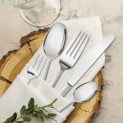 Cutlery Set Knife Fork Spoon Tableware Set Glossy Silver Stainless Steel 30pcs Payday Deals