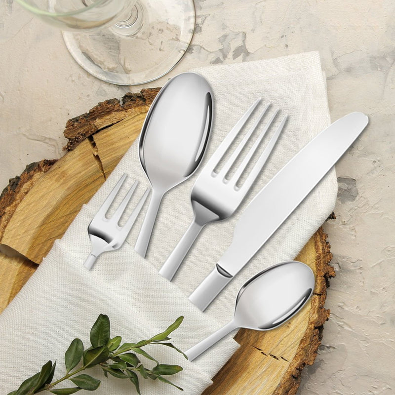 Cutlery Set Stainless Steel Knife Fork Spoon Kitchen Tableware Set Silver 120PCS Payday Deals