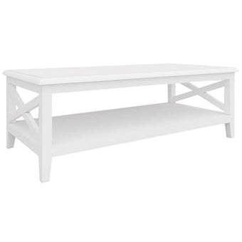 Daisy Coffee Table 120cm Rectangular Solid Acacia Wood Hampton Furniture - White Payday Deals