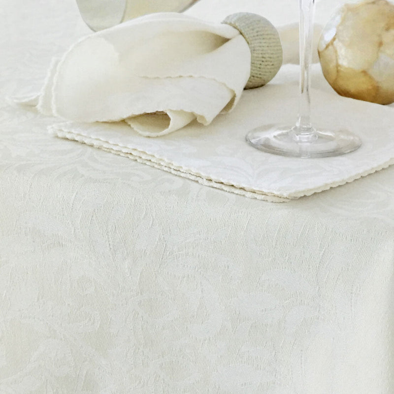 Damask Embossed Tablecloth 150 x 225 cm Bright White (aka Gardenia or Marshmallow) Payday Deals