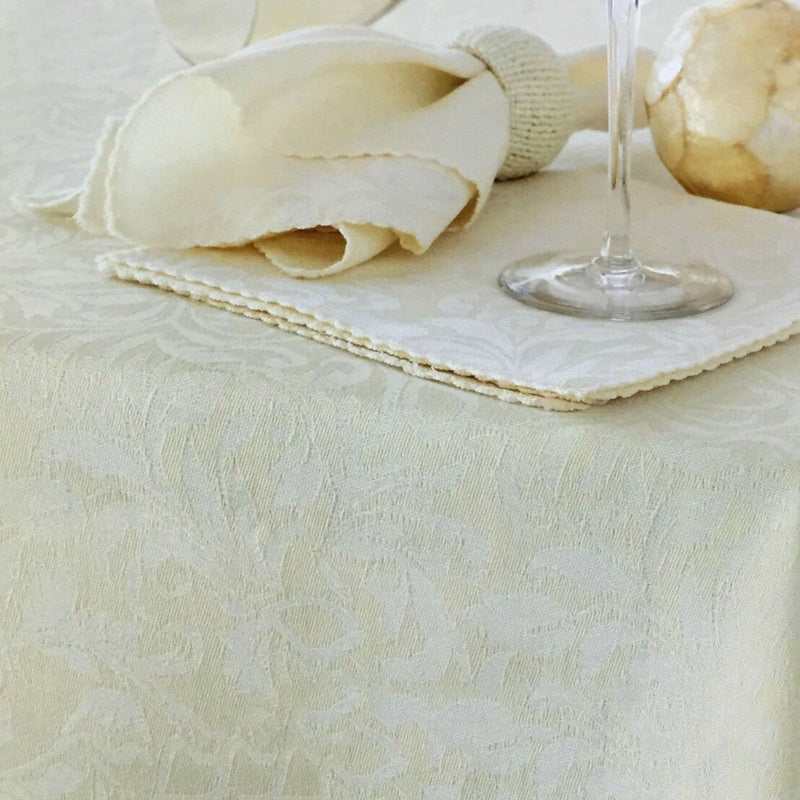 Damask Embossed Tablecloth 160 x 260 cm Ivory (aka Whisper White) Payday Deals