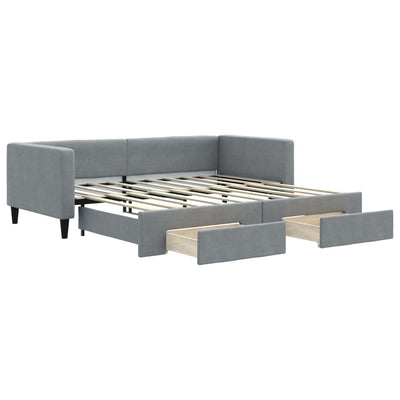 Daybed with Trundle and Drawers Light Grey 90x190 cm Fabric Payday Deals