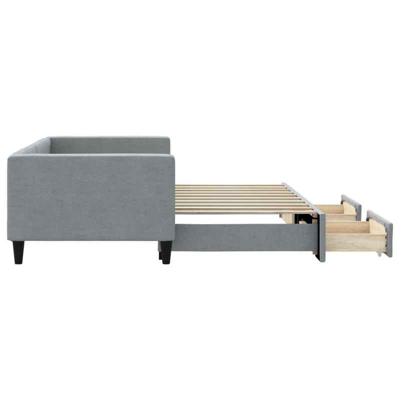 Daybed with Trundle and Drawers Light Grey 90x190 cm Fabric Payday Deals