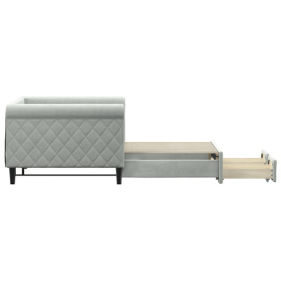 Daybed with Trundle and Drawers Light Grey 90x190 cm Velvet Payday Deals