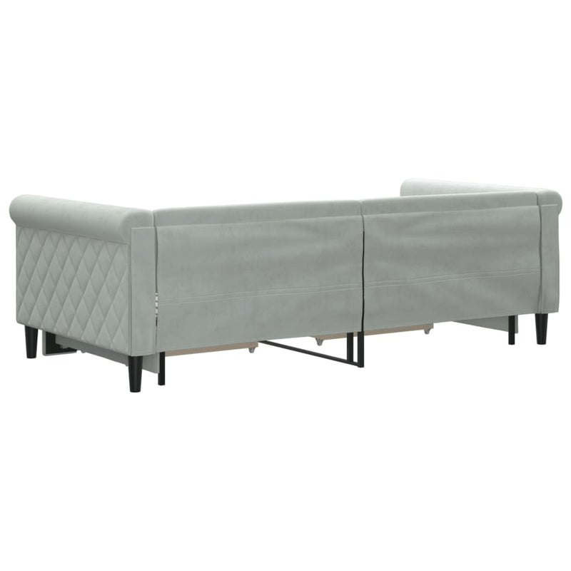 Daybed with Trundle and Drawers Light Grey 90x190 cm Velvet Payday Deals