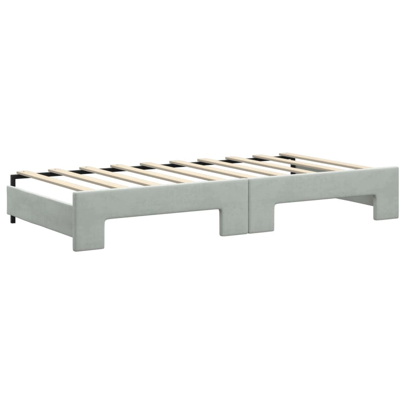 Daybed with Trundle and Drawers Light Grey 90x190 cm Velvet Payday Deals