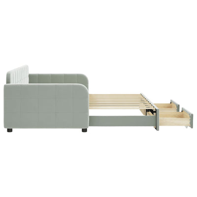 Daybed with Trundle and Drawers Light Grey 90x190 cm Velvet Payday Deals