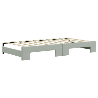 Daybed with Trundle and Drawers Light Grey 90x190 cm Velvet Payday Deals