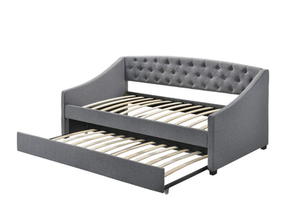 Daybed with trundle bed frame fabric upholstery - grey Payday Deals