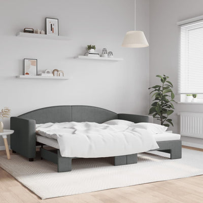 Daybed with Trundle Dark Grey 90x190 cm Fabric