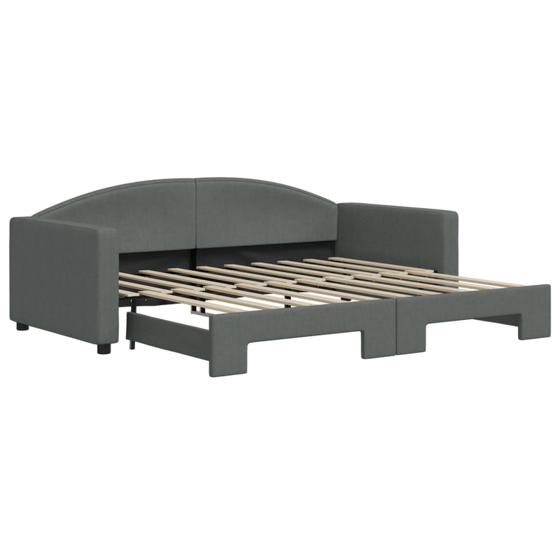 Daybed with Trundle Dark Grey 90x190 cm Fabric Payday Deals