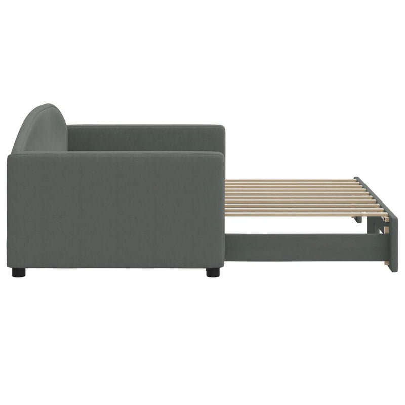 Daybed with Trundle Dark Grey 90x190 cm Fabric Payday Deals