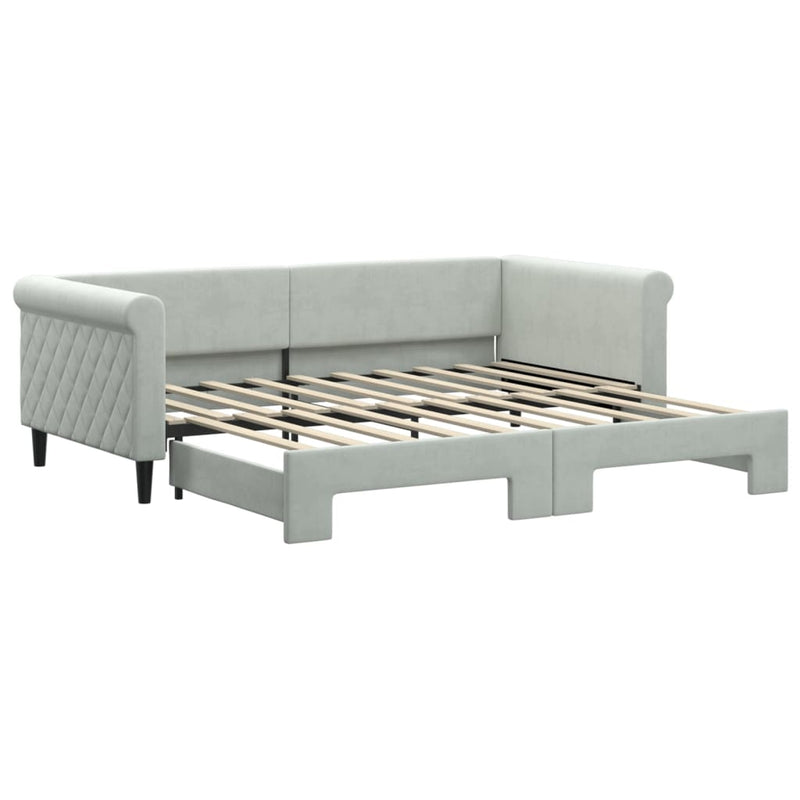 Daybed with Trundle Light Grey 90x190 cm Velvet Payday Deals