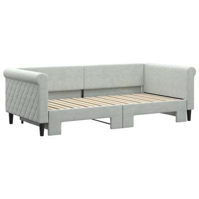 Daybed with Trundle Light Grey 90x190 cm Velvet Payday Deals