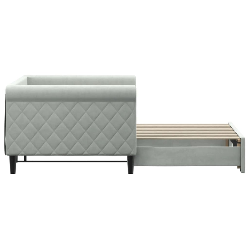 Daybed with Trundle Light Grey 90x190 cm Velvet Payday Deals