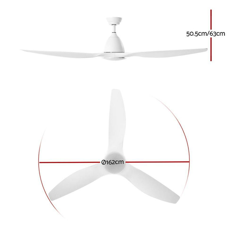DC Motor Ceiling Fan with LED Light with Remote 8H Timer Reverse Mode 5 Speeds White