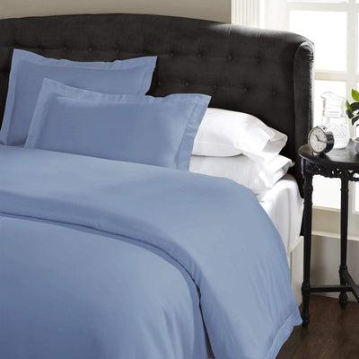 Ddecor Home 1000 Thread Count Quilt Cover Set Cotton Blend Classic Hotel Style - Queen - Blue Fog