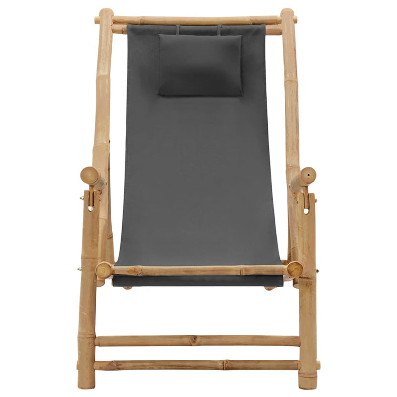 Deck Chair Bamboo and Canvas Dark Grey Payday Deals