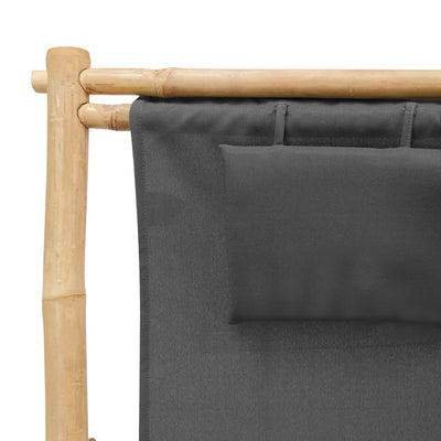Deck Chair Bamboo and Canvas Dark Grey Payday Deals