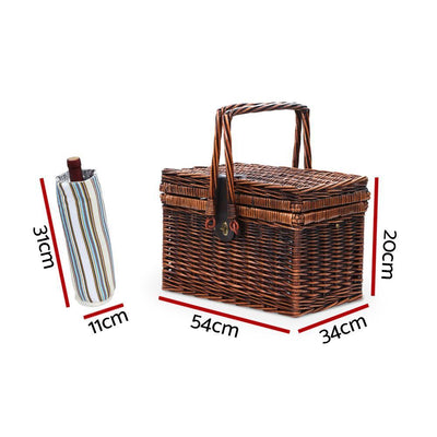 Alfresco 4 Person Picnic Basket Set Deluxe Folding Outdoor Insulated Liquor bag Payday Deals