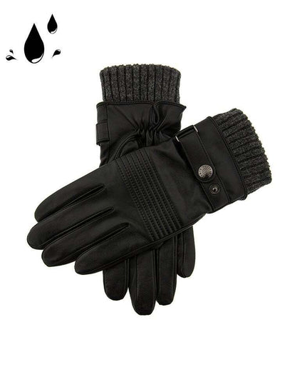 Dents Mens Sherston Water Resistant Stitch Detail Leather Gloves - Black