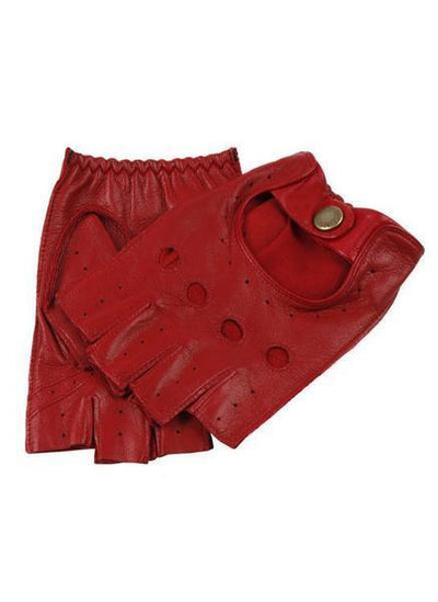 Dents Womens Fingerless Leather Driving Gloves - Berry