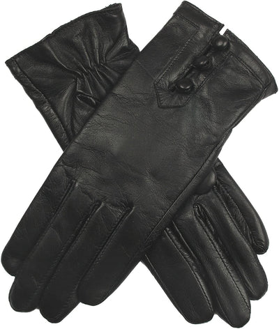 Dents Women's Leather Gloves With Button Detail, Elastic Palm & Silk Feel Lining Payday Deals